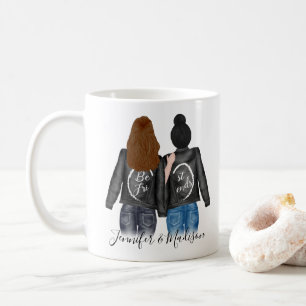 Mug Meilleurs amis Brunette Dark Bun Hair BFF Besoins