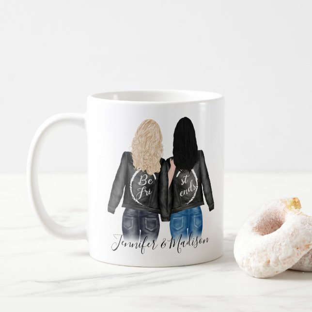 Mug Meilleurs Amis Cheveux Personnalisés BFF Besties A (Avec donut)