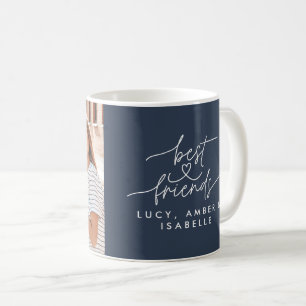 Mug Meilleurs amis coeur script photo élégant bleu pou
