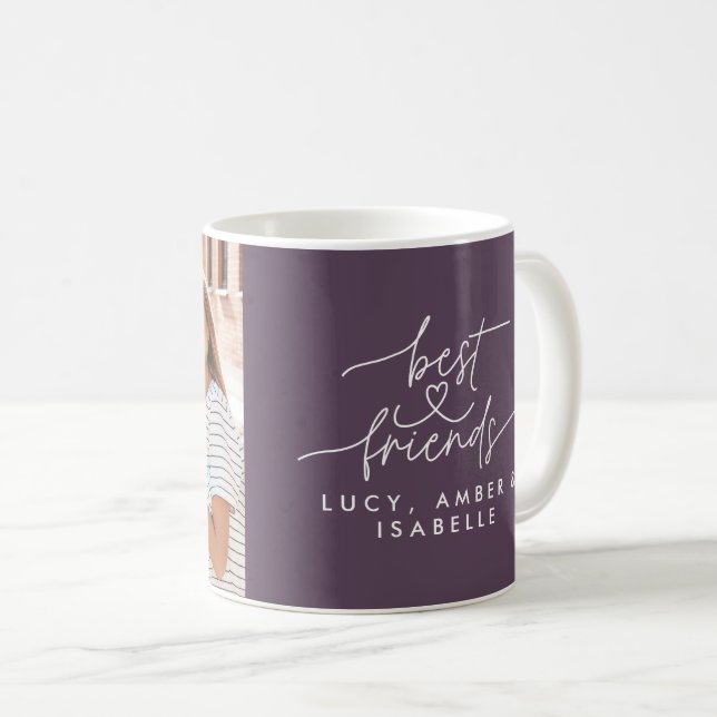 Mug Meilleurs amis coeur script photo élégant violet (Devant droit)