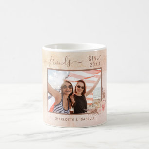Mug Meilleurs amis photo noms pampas herbe or rose