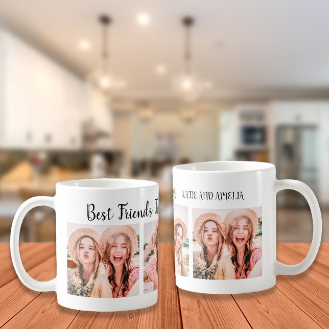 Mug Meilleurs amis pour 3 photos (Best Friends photo mug. Personalize with photos of you and your best friend.)