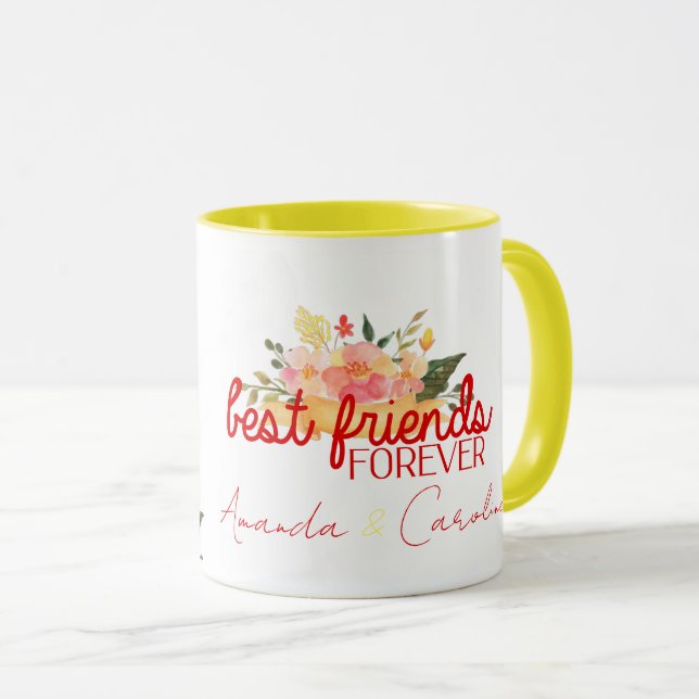 Mug Meilleurs Amis Pour Toujours BFF Personnalisé Flor (Devant droit)