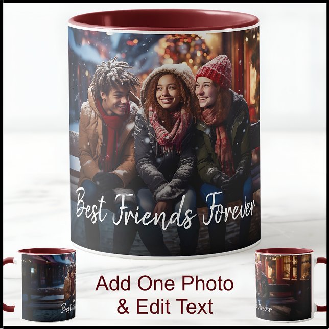 Mug Meilleurs Amis Un Modèle photo Avec Texte Favorabl (Créateur téléchargé)