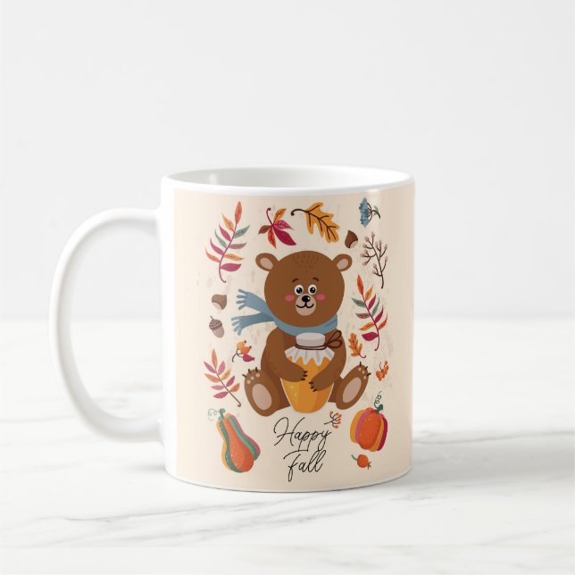 Mug Mel ours bébé automne avec miel et texte personnal (Gauche)