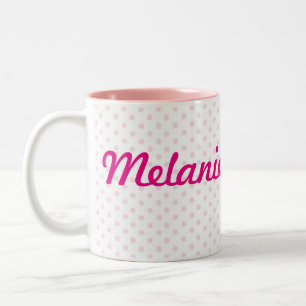 ♥ MUG ♥  MELANIE name white pink polka dot gir