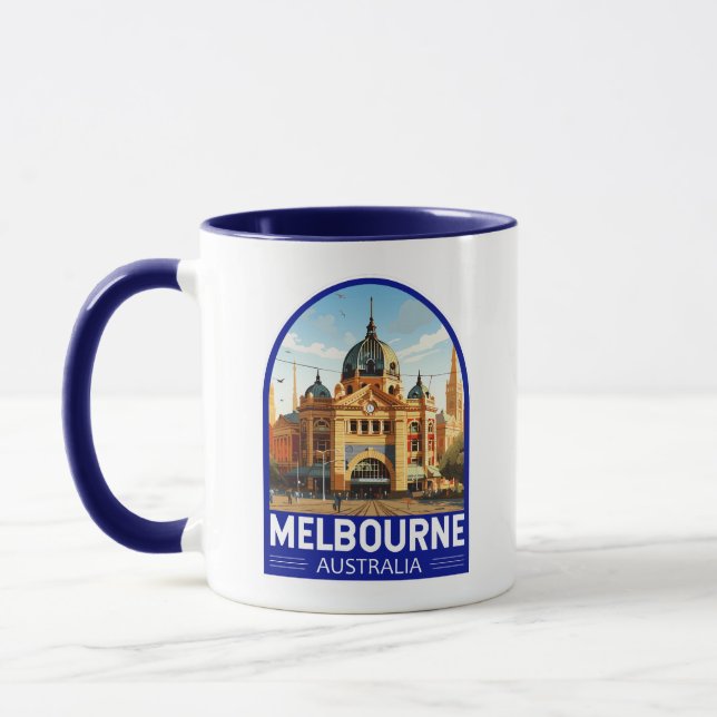 Mug Melbourne Australie Travel Art Vintage (Gauche)