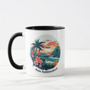 Mug Mele Kalikimaka Étiquette de l'île tropicale 2023