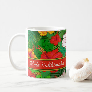 Mug Mele Kalikimaka vacances florales colorées hawaïen