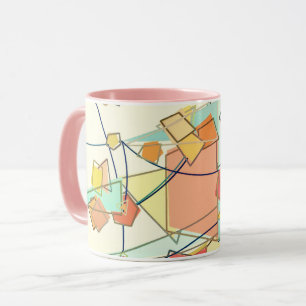 Mug Melon, rose et aqua Abstrait moderne du milieu du 