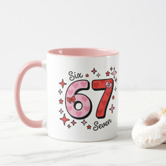 Mug Mème Adorable Six Sept – 6 7 Rose & Rouge avec des