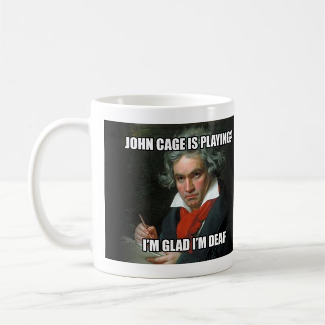Mug: "Meme" - Beethoven & Cage Coffee Mug (Left)