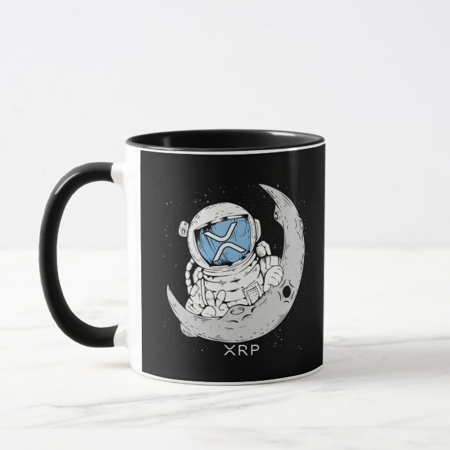 Mug Mème de crypto XRP Cryptomonnaie Cute Astronaut Mo (Gauche)