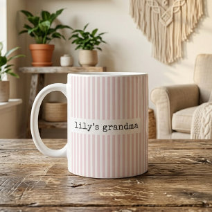 Mug Mémé Rayures roses Grand-mère Personnalisée