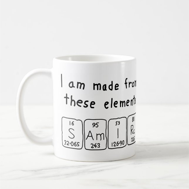 Mug Mémoire de nom de table périodique de Samira (Gauche)