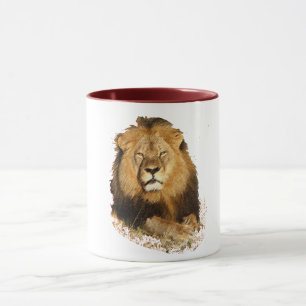 Mug mémoire sauvage de conception de safari de lion d
