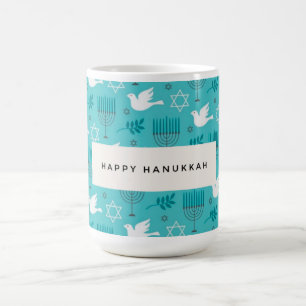 Mug Menorah de la fête de Hanukkah Colombe Turquoise J