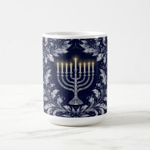 Mug Menorah Navy Profond Motif William Morris