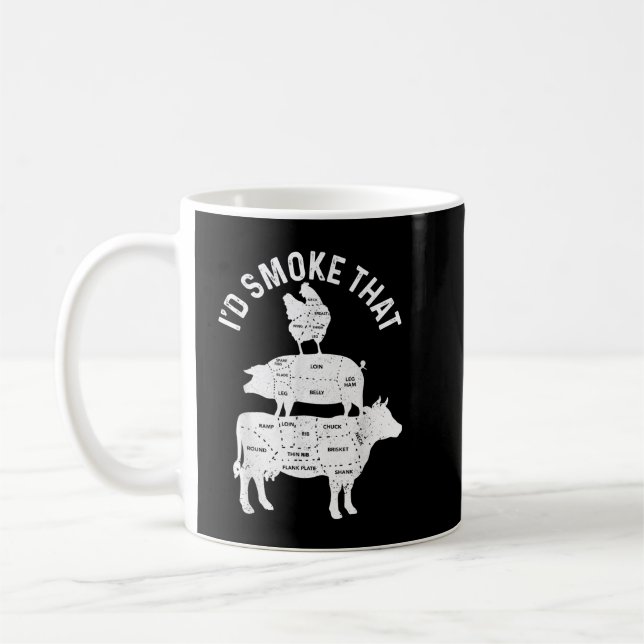 Mug Mens Chef Boucher BBQ Je fumerais ce boeuf de porc (Gauche)