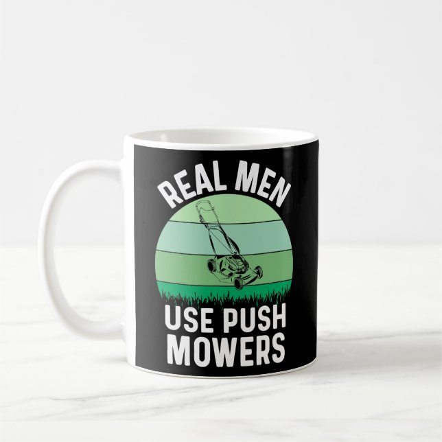 Mug Mens Drôle Pelouse Mailler Vrais Hommes Paysage He (Gauche)