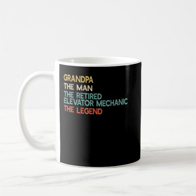 Mug Mens Grand-Père L'Homme L'Ascenseur Retraité Mécan (Gauche)