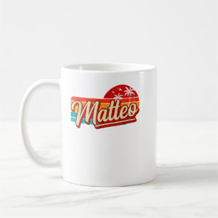 Mug Mens Nom personnel Matteo Retro Vintage Prénom