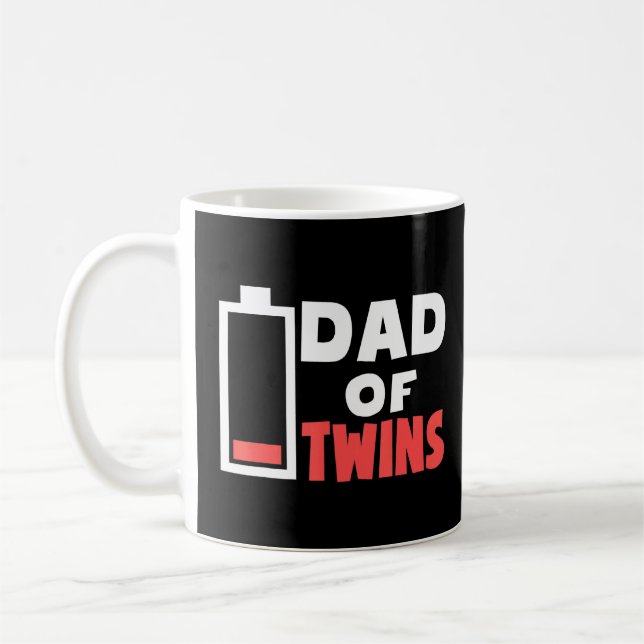 Mug Mens Papa De Twins Fatigué Twin Papa Batterie Faib (Gauche)