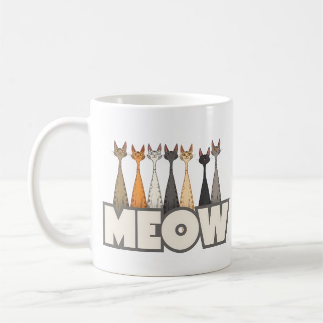 Mug Meow Peeking Cats - Funny Cat Lover Humor Graphic (Gauche)