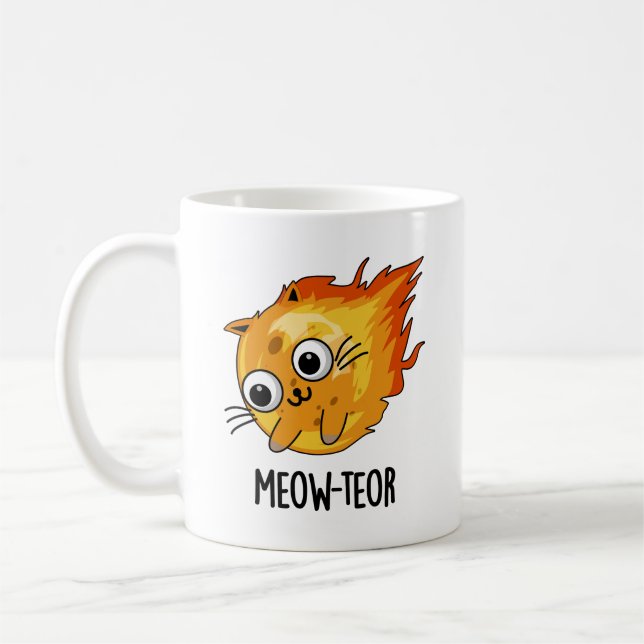 Mug Meow-teor drôle Meteor Pun (Gauche)