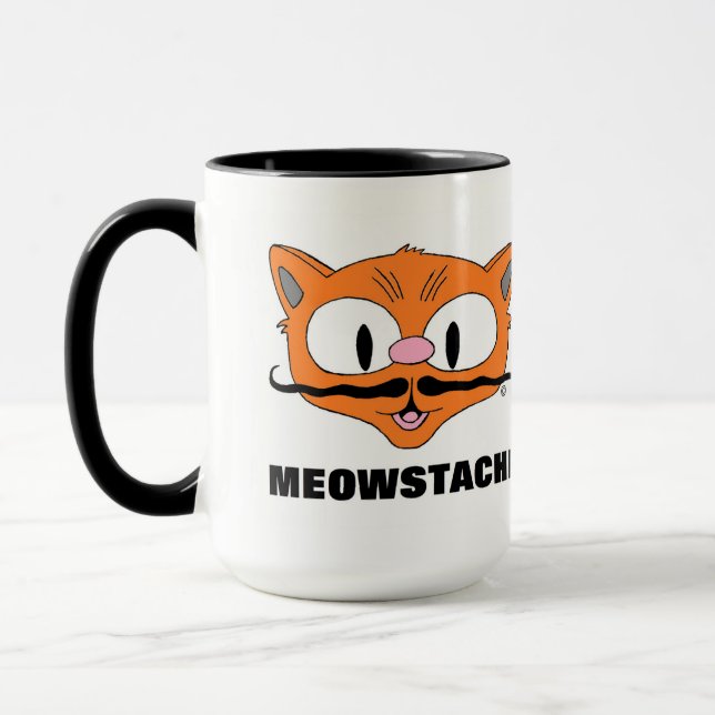 Mug MEOWSTACHE Drôle Moustache Chat Señor Gato (Gauche)