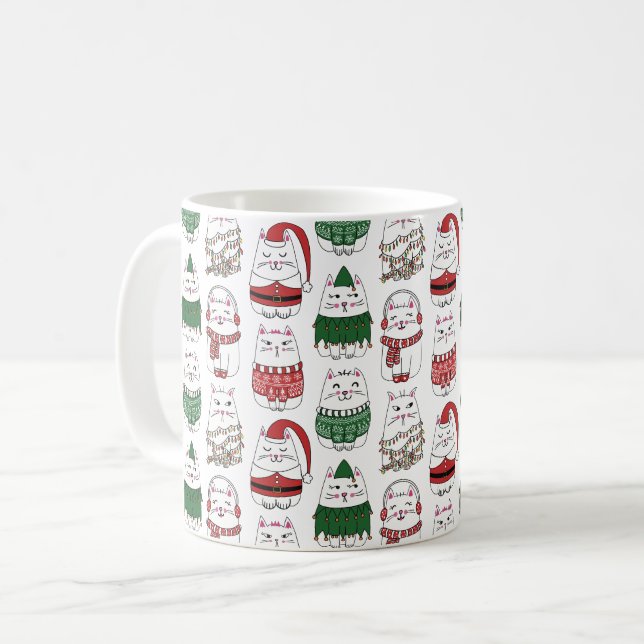 Mug Meowy Catmas Drôle et mignon Chat de Noël (Devant gauche)