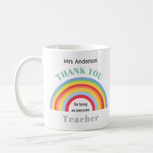 Mug Merci arc-en-ciel coloré Appréciation de l'enseign