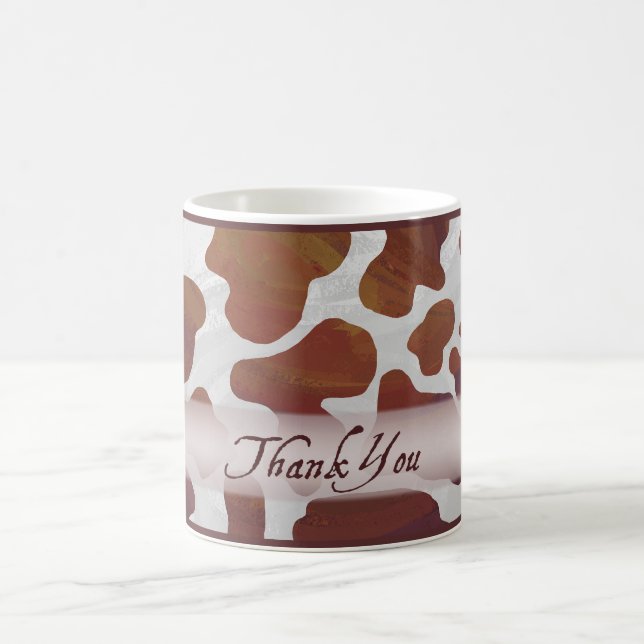 Mug Merci Brown et blanc de taches de vache (Centre)