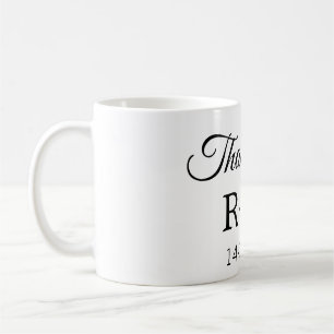 Mug Merci d'ajouter l'initiale du nom du couple texte