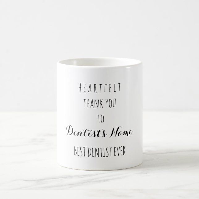 Mug Merci de coeur meilleur dentiste jamais la typogra (Centre)