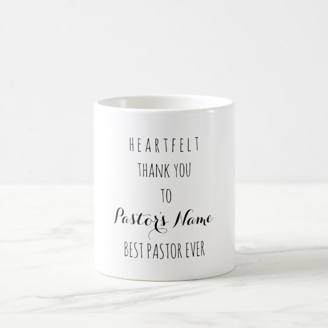 Mug Merci de coeur meilleur pasteur jamais la typograp (Centre)