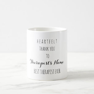 Mug Merci de coeur meilleur thérapeute jamais la typo