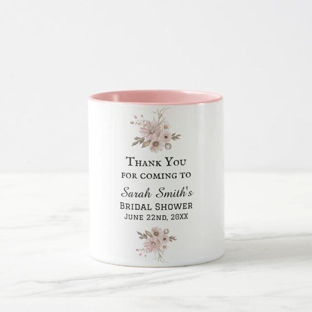 Mug Merci de Fête des mariées florale simple aquarelle (Centre)
