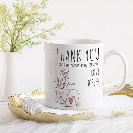 Mug Merci de m'avoir aidé à grandir Doodle de plante r