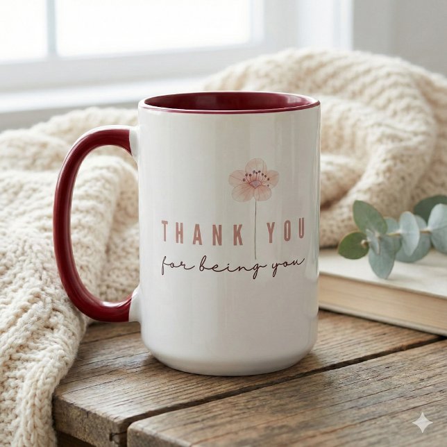 Mug Merci d'être toi (Thank someone special with this beautiful watercolor floral, "Thank you for being you" mug!)