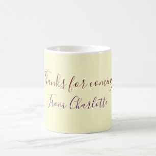 Mug merci d'être venu nom du texte message jaune pas