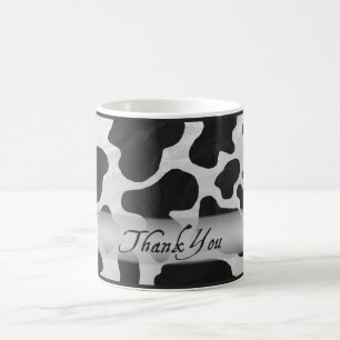 Mug Merci d'impression de vache noire et blanche