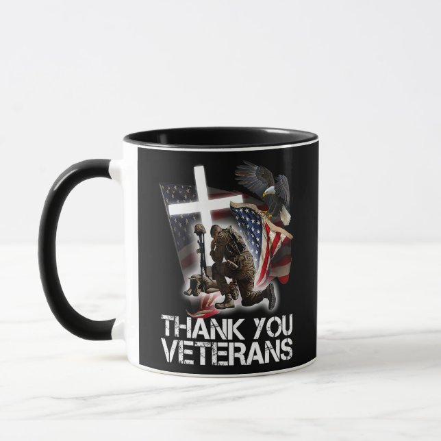 Mug Merci du drapeau américain anciens combattants fie (Gauche)
