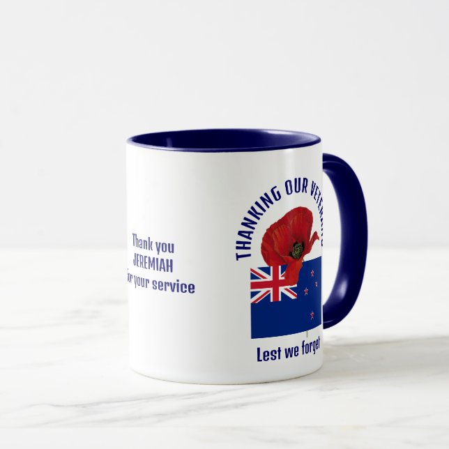 Mug Merci du pavillon néo-zélandais VÉTÉRANS (Devant droit)