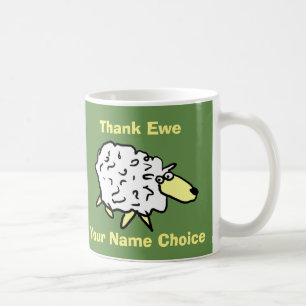 Mug Merci Ewe ! Un mouton avec un nom. Merci Gift