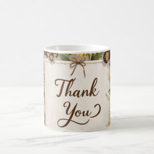 Mug Merci fleurs sauvages attirés à la main, tiges de
