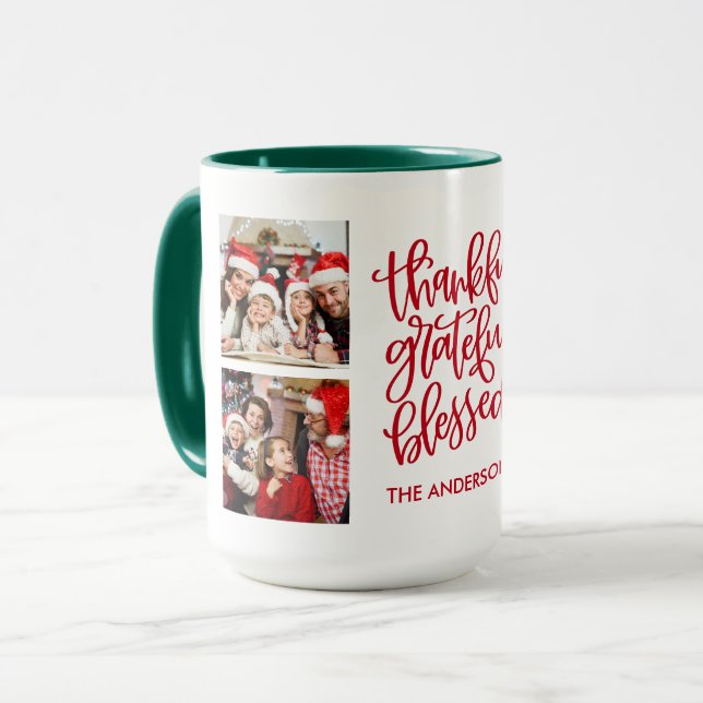 Mug Merci gracieux béni 4 Photo Rouge Vert (Devant gauche)