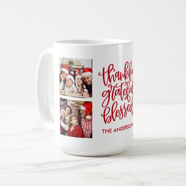 Mug Merci gracieux bienheureux 4 Nom de la photo Rouge (Devant gauche)