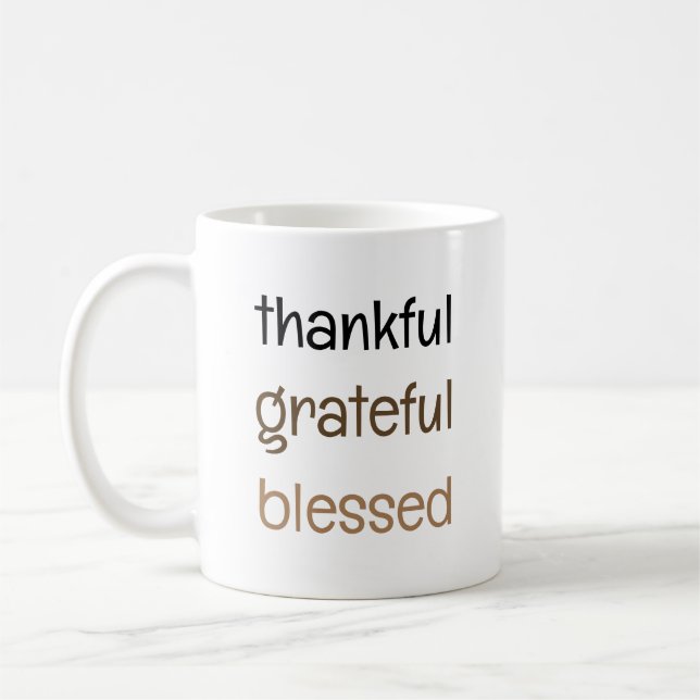 Mug Merci Grateful Bienheureuse Typographie Thanksgivi (Gauche)