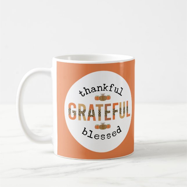 Mug Merci Grateful Blessé mignon automne Thanksgiving (Gauche)